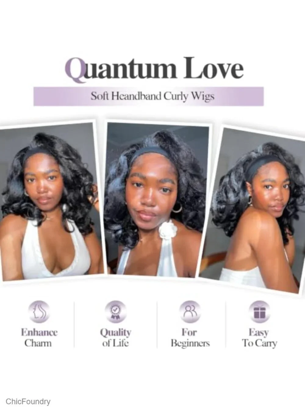 Headband Wig for Black Women, Glueless Half Wavy Synthetic Wig Heat Resistant